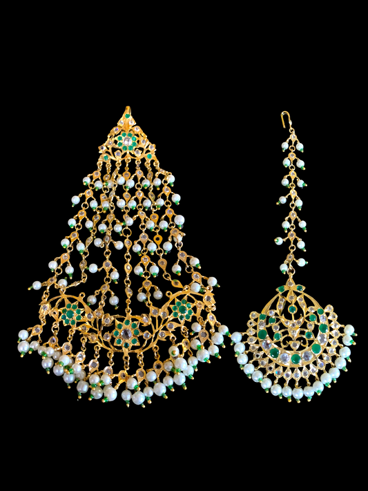 JTK32 Hira jhoomar tikka in green ( SHIPS IN 2 WEEKS )