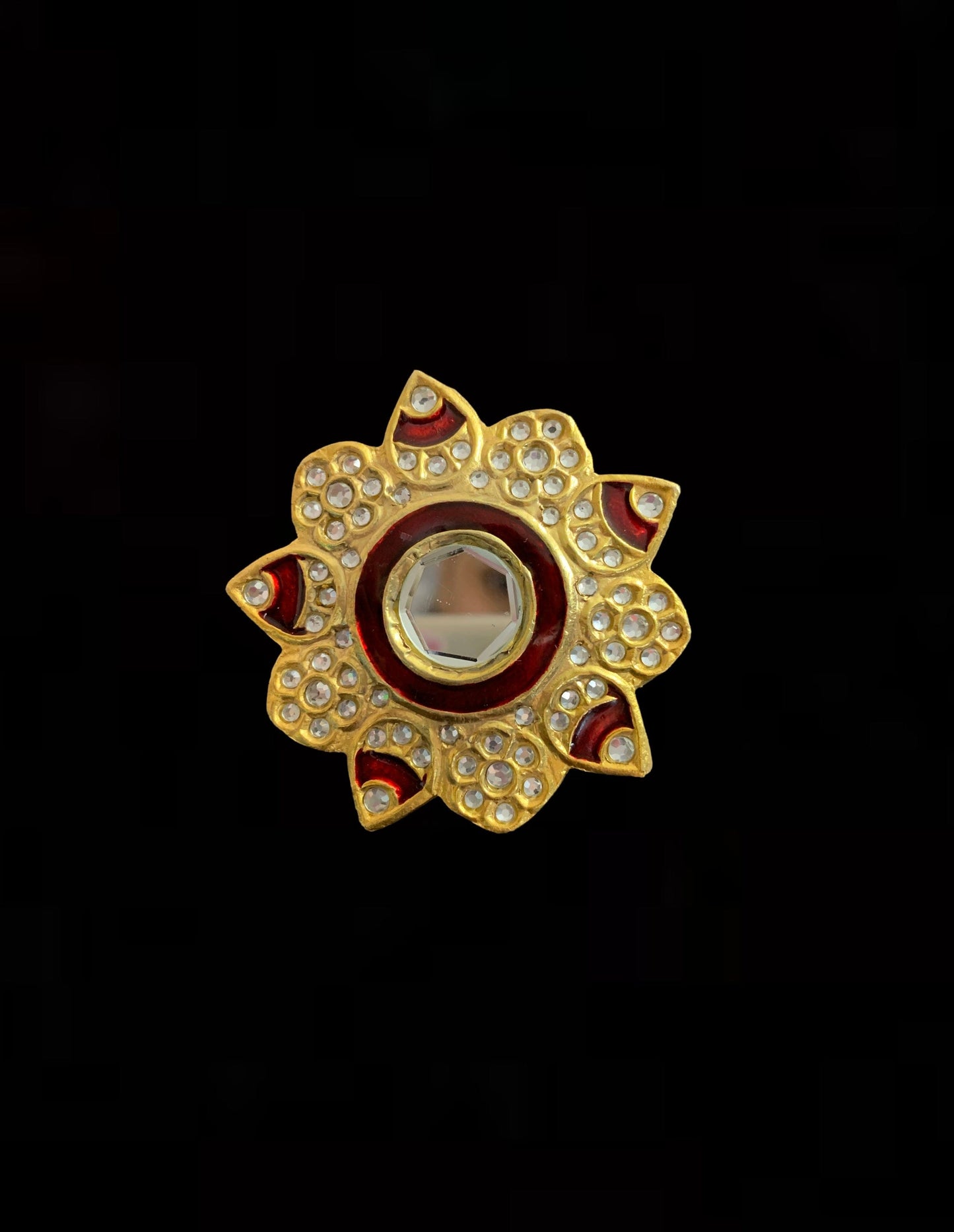 DJR58 Dua arsi with meenakari ring - red  ( READY TO SHIP )