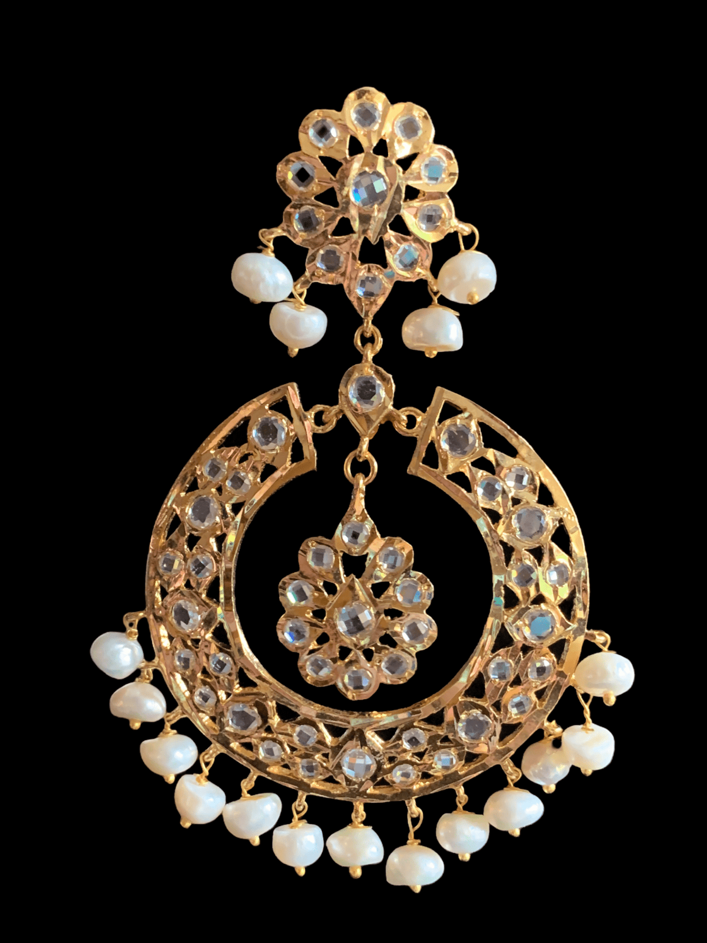 DER175 Reeba chandbali in fresh water pearls ( READY TO SHIP )
