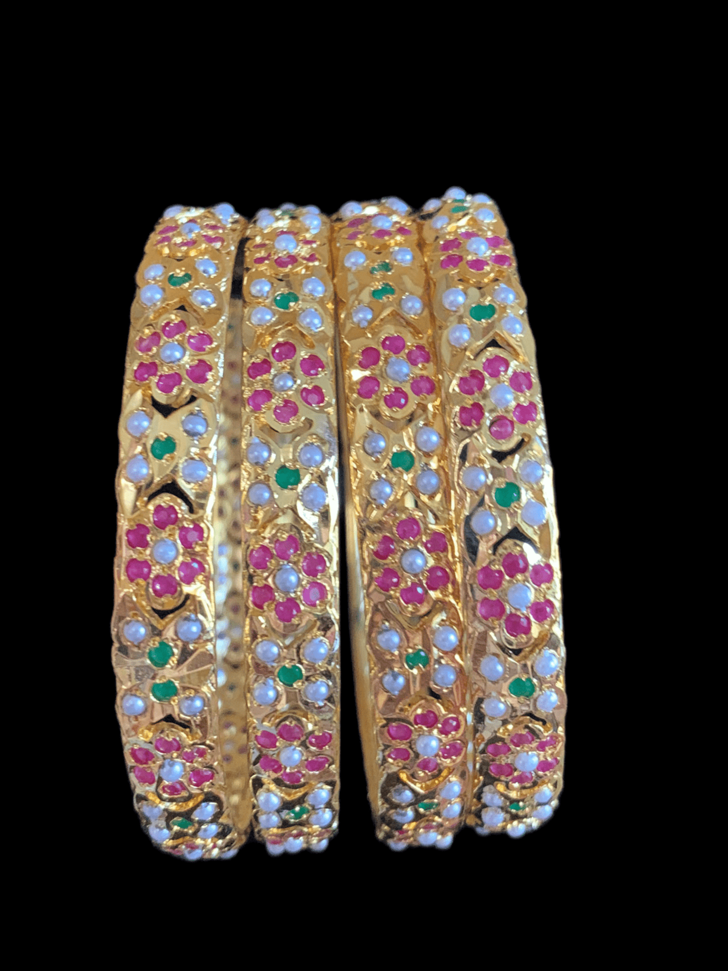 B41 /  B40 Amira ruby emerald bangles - Set of 4  (READY TO SHIP )