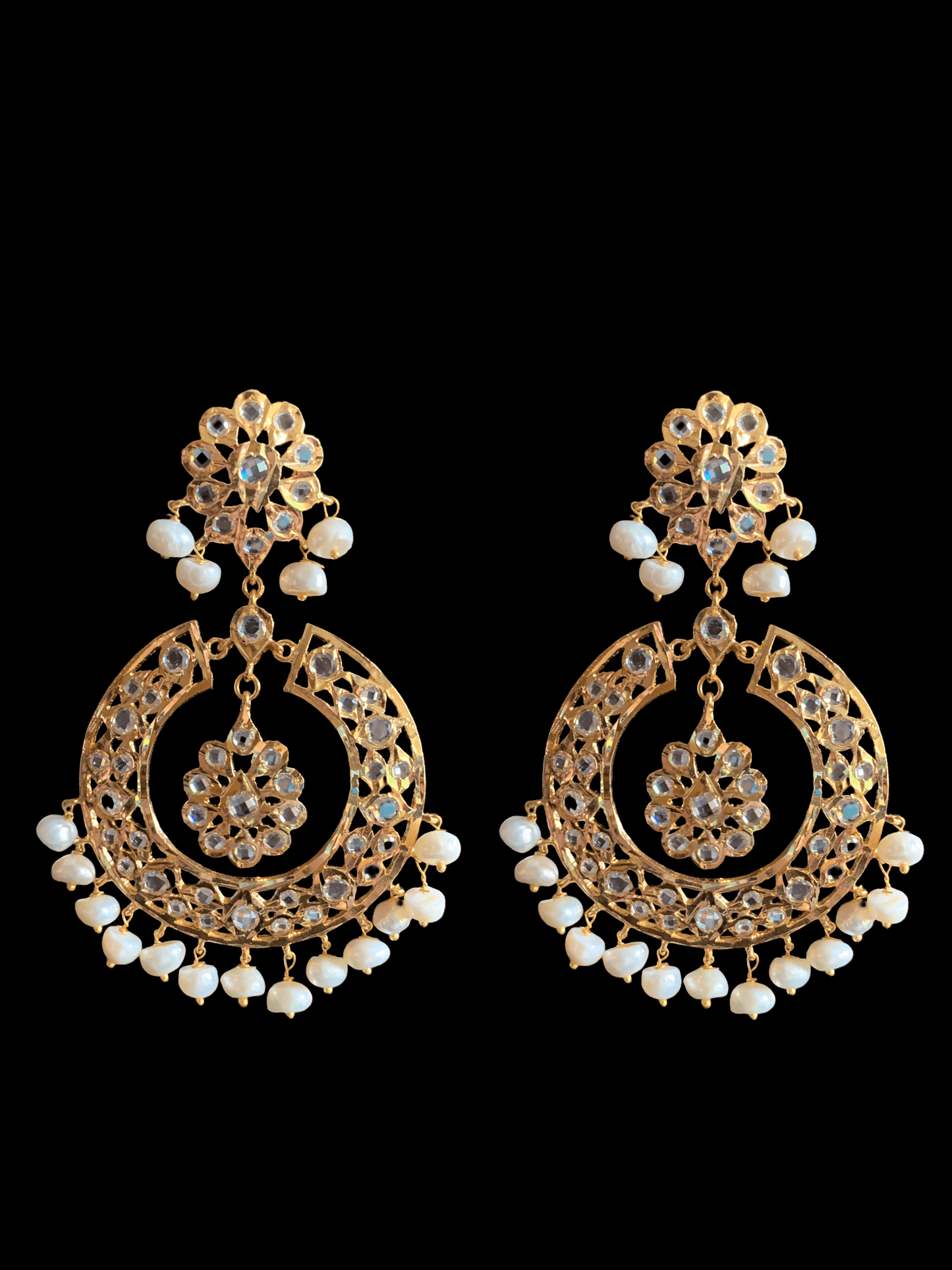 DER175 Reeba chandbali in fresh water pearls ( READY TO SHIP )
