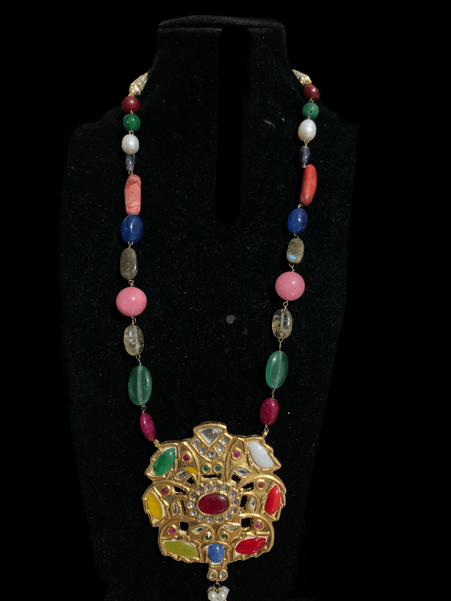 PS477 Navratan  pendant set ( READY TO SHIP )