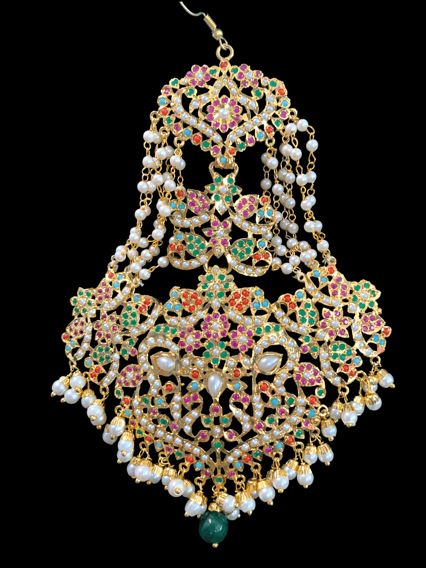 DJHR47 Neeli jadau jhoomar in Navratan  ( READY TO SHIP )