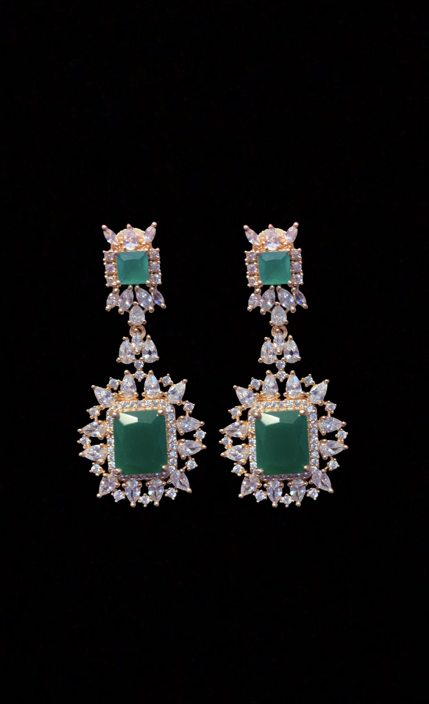 BR30 Sarah  gold plated cz set in green  ( READY TO SHIP )