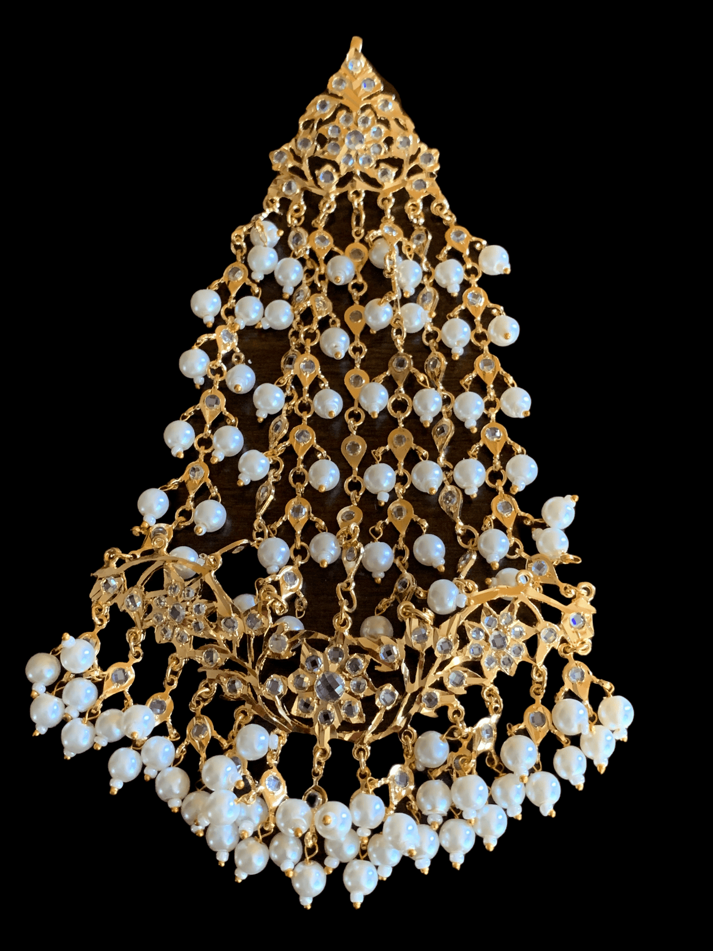 JTK10 Hira jhoomar and tika  in pearls ( READY TO SHIP )