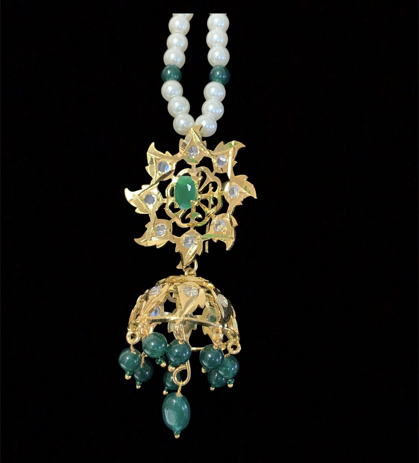 Insia jadavi lacha in emerald beads (READY TO SHIP)