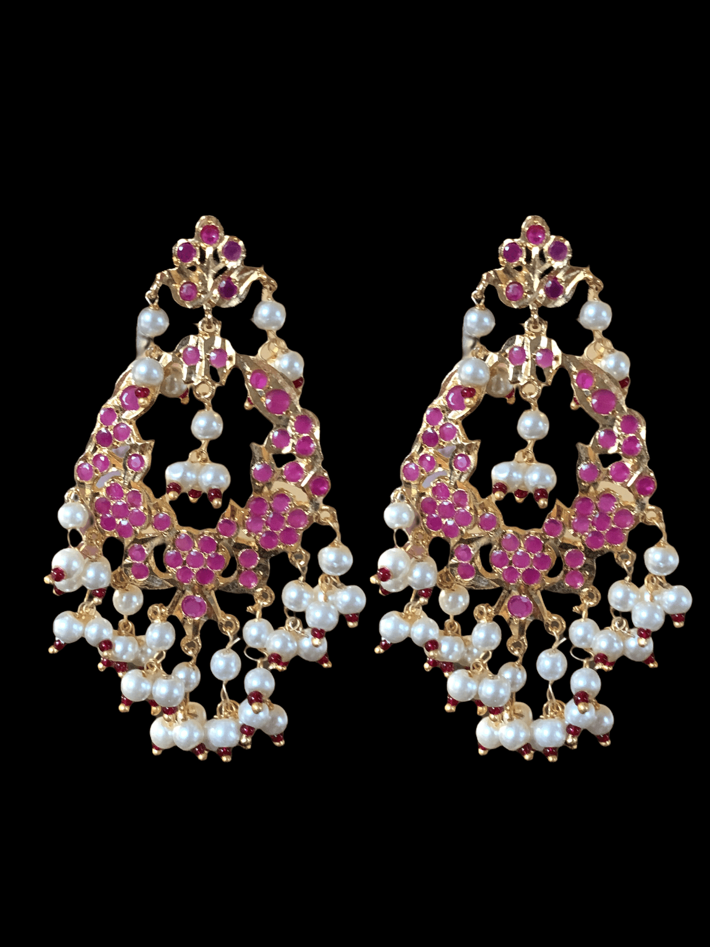 DJET25 Madhuri earrings tika set in ruby ( READY TO SHIP )