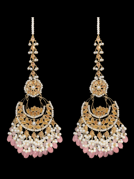 DER297 pearls and rose quartz rose quartz  earrings ( READY TO SHIP)