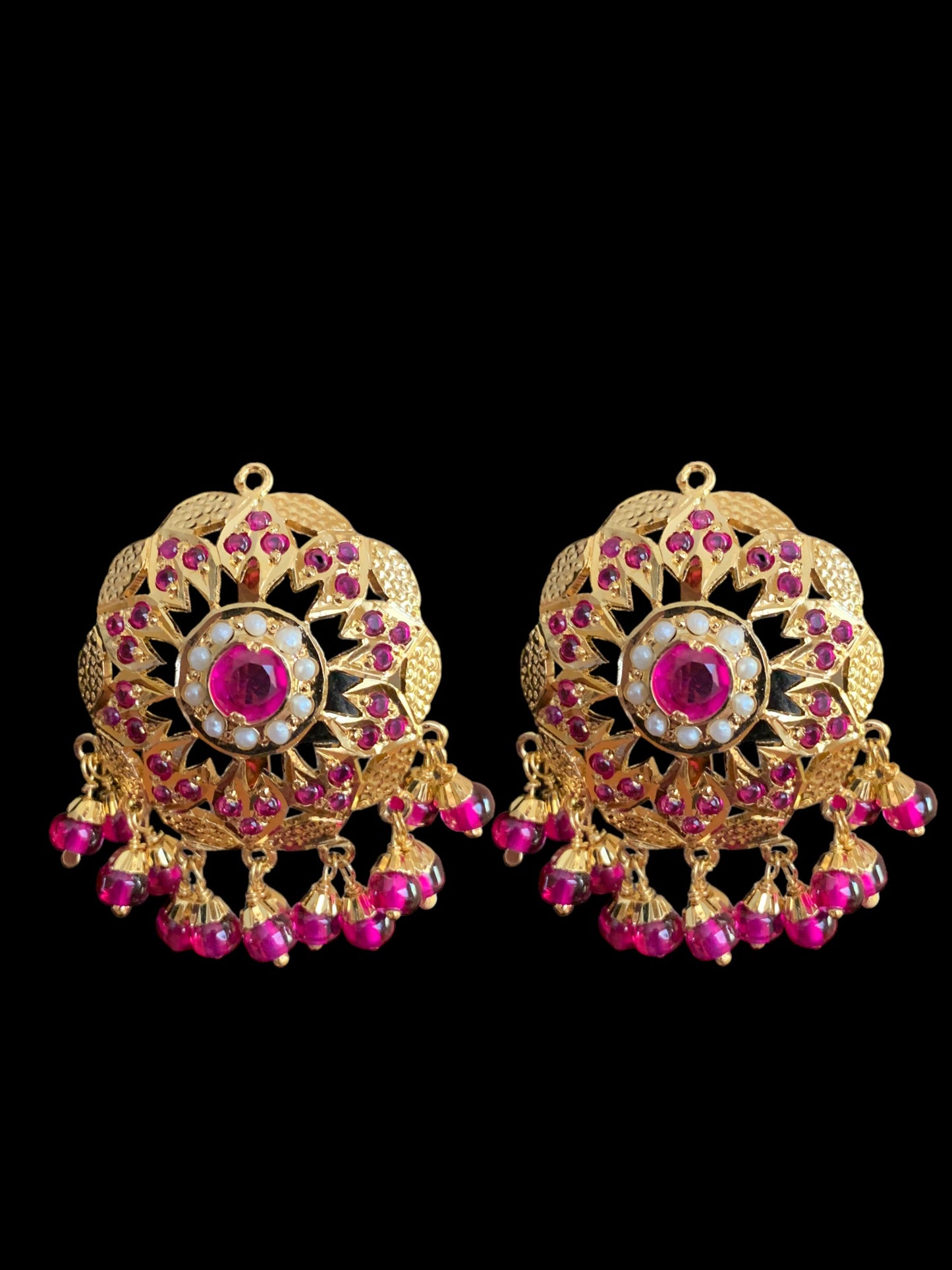 Ruby pearl gold plated silver earrings ( SHIPS IN 5 WEEKS)