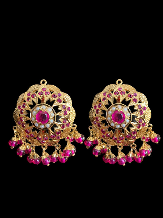 Ruby pearl gold plated silver earrings ( SHIPS IN 5 WEEKS)