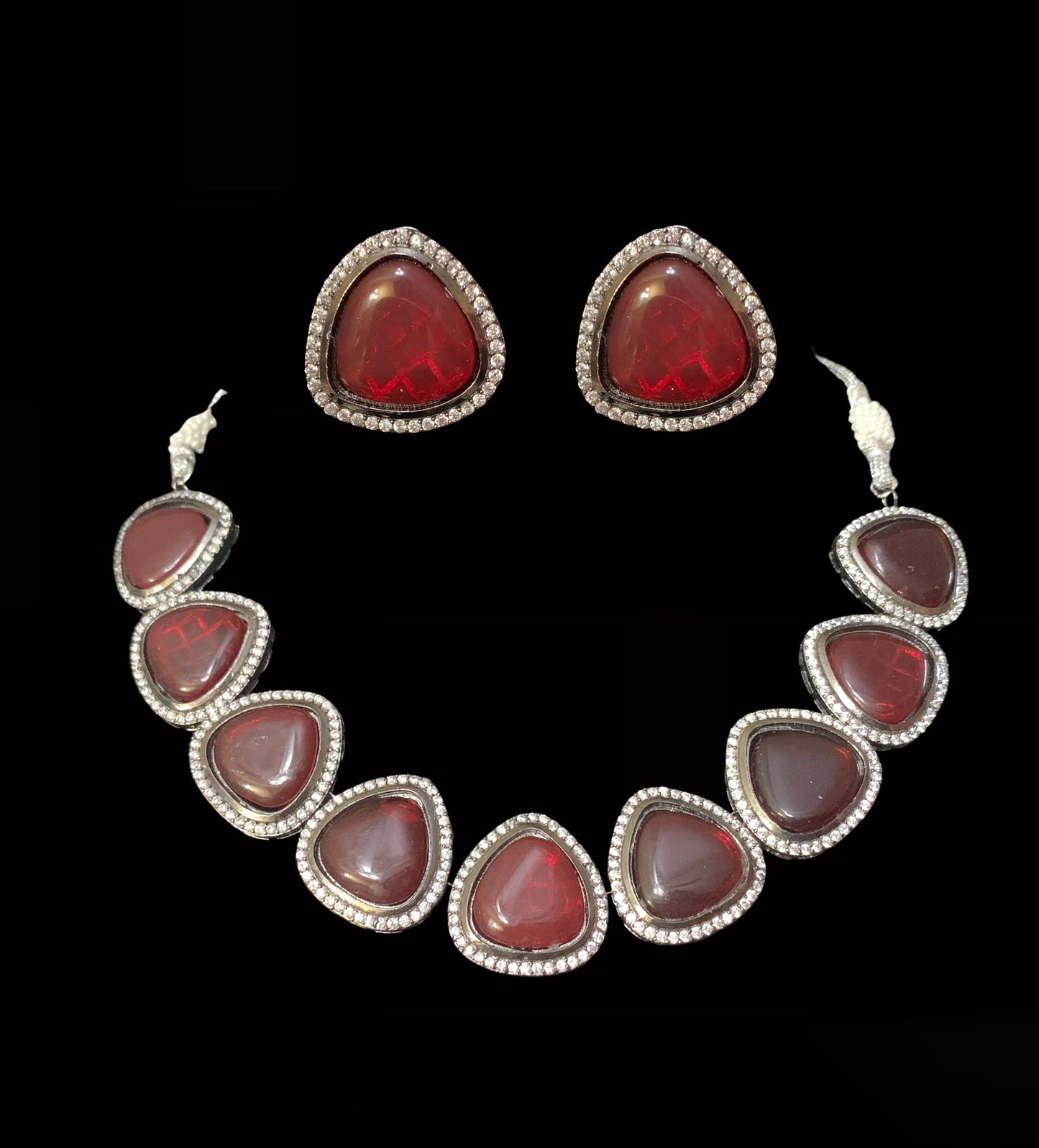 NS9 Victorian plated cz necklace - RED  ( READY TO SHIP )