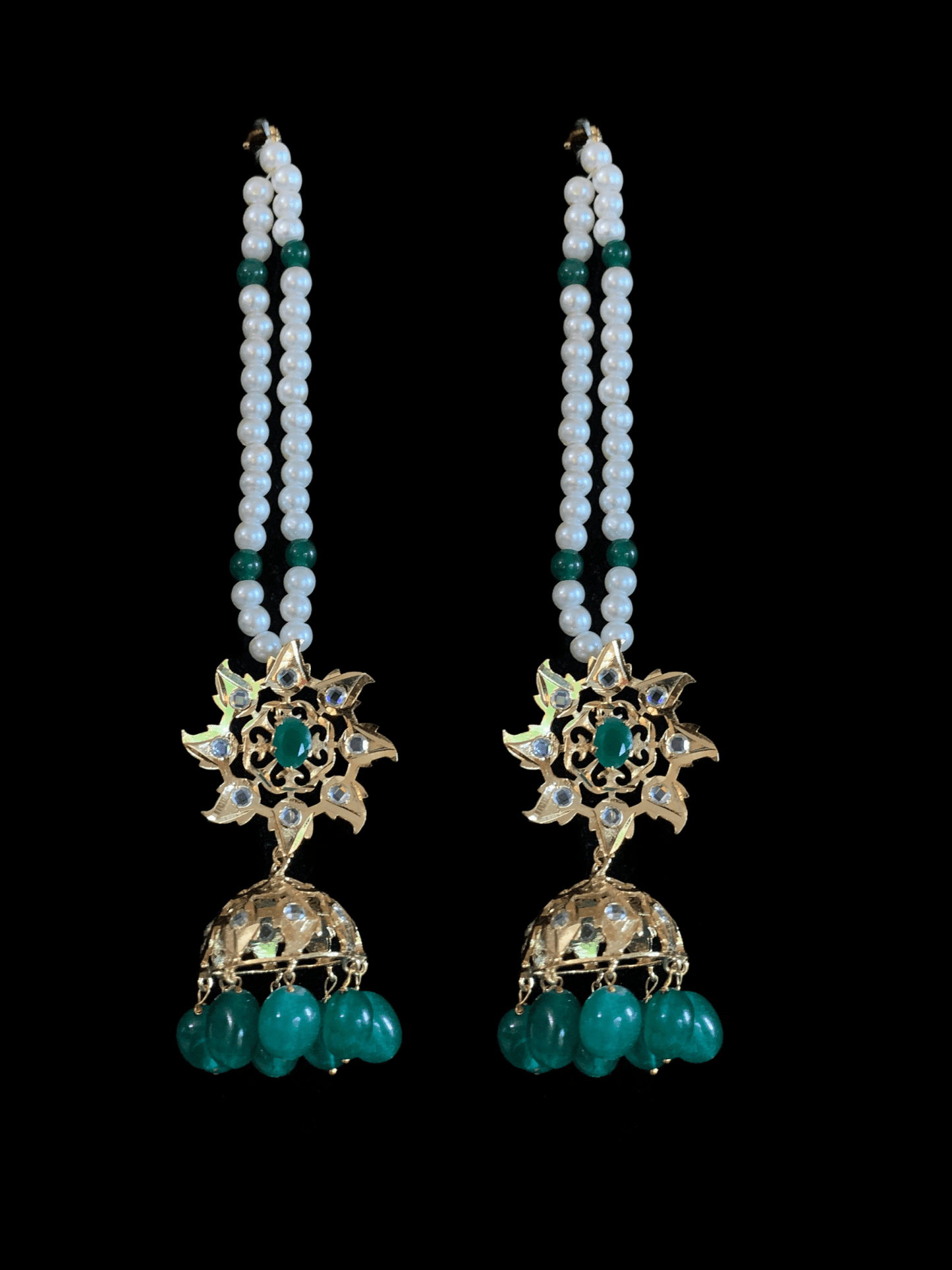 C110 jadavi lacha in emerald beads ( SHIPS IN 4 WEEKS )