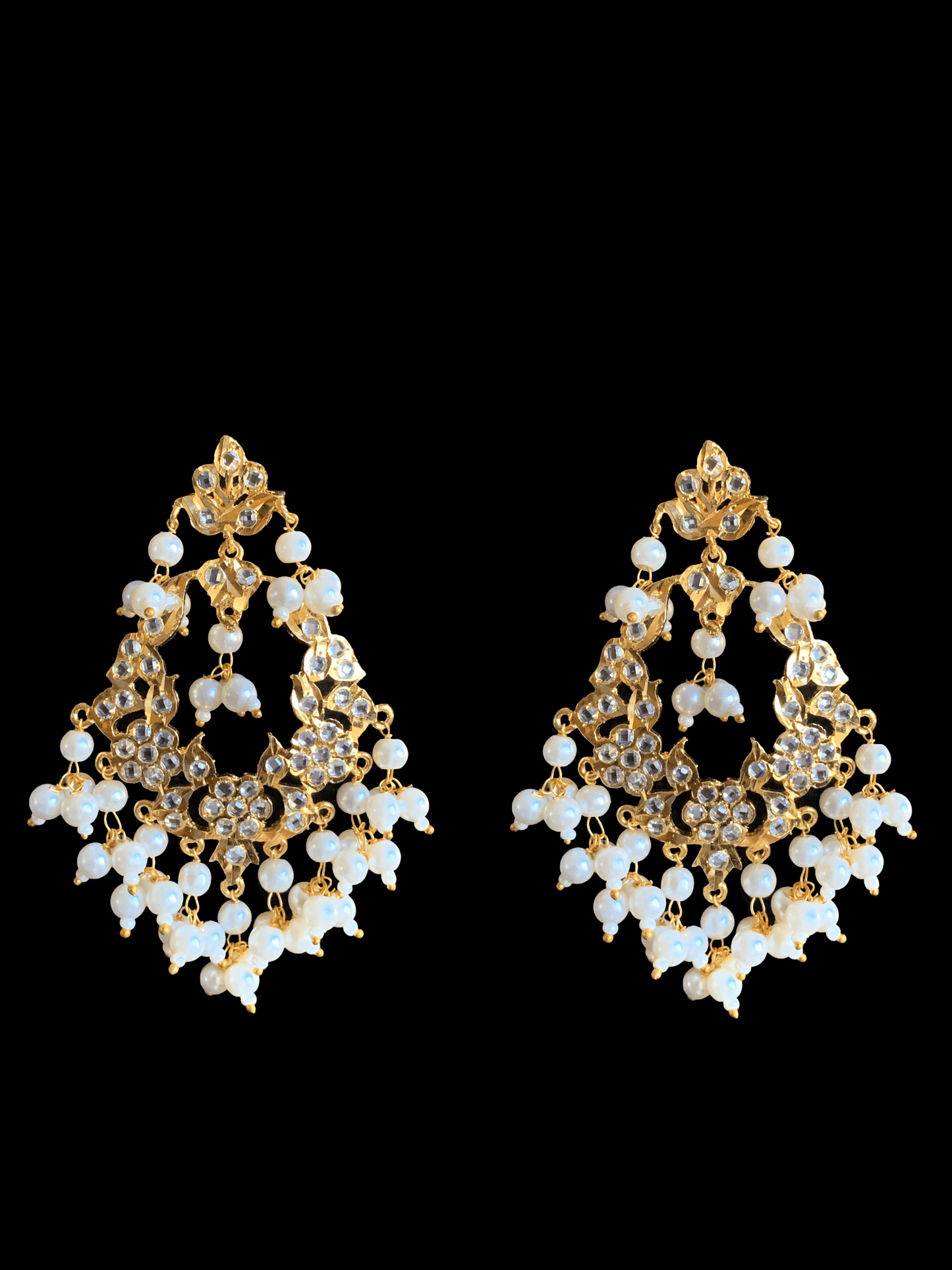 DJET33 Madhuri earrings tika set in pearls  ( SHIPS IN 3 WEEKS )
