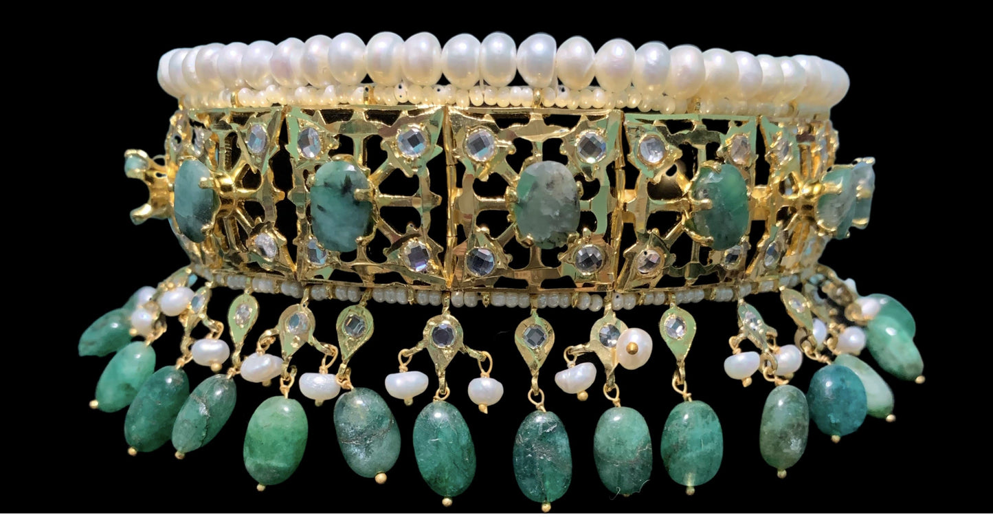 Insia bridal jadavi lacha satlada set in emeralds , ( SHIPS IN 4 WEEK )