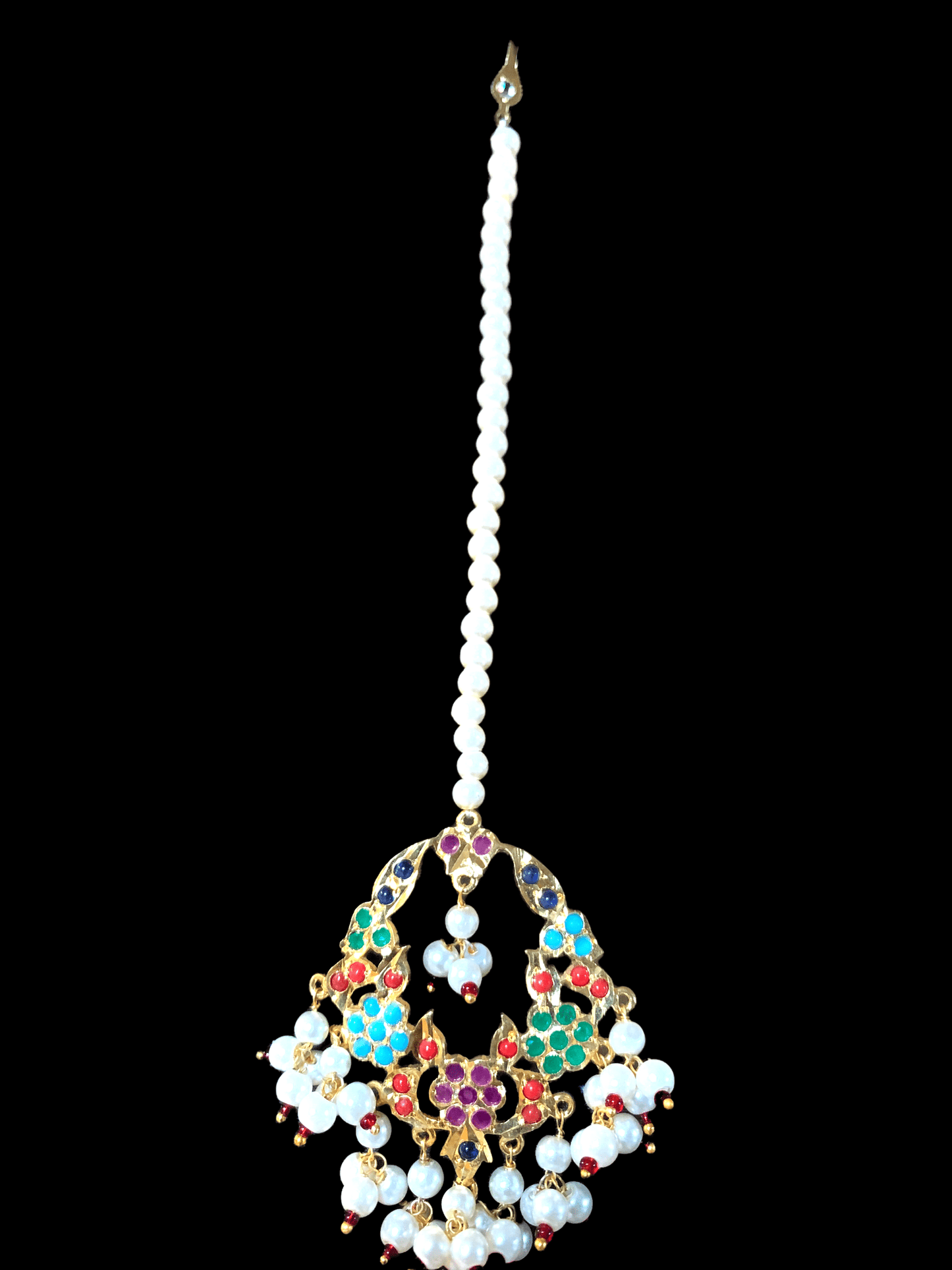 DJET26  Madhuri navaratan chandbali Tika Set ( READY TO SHIP)