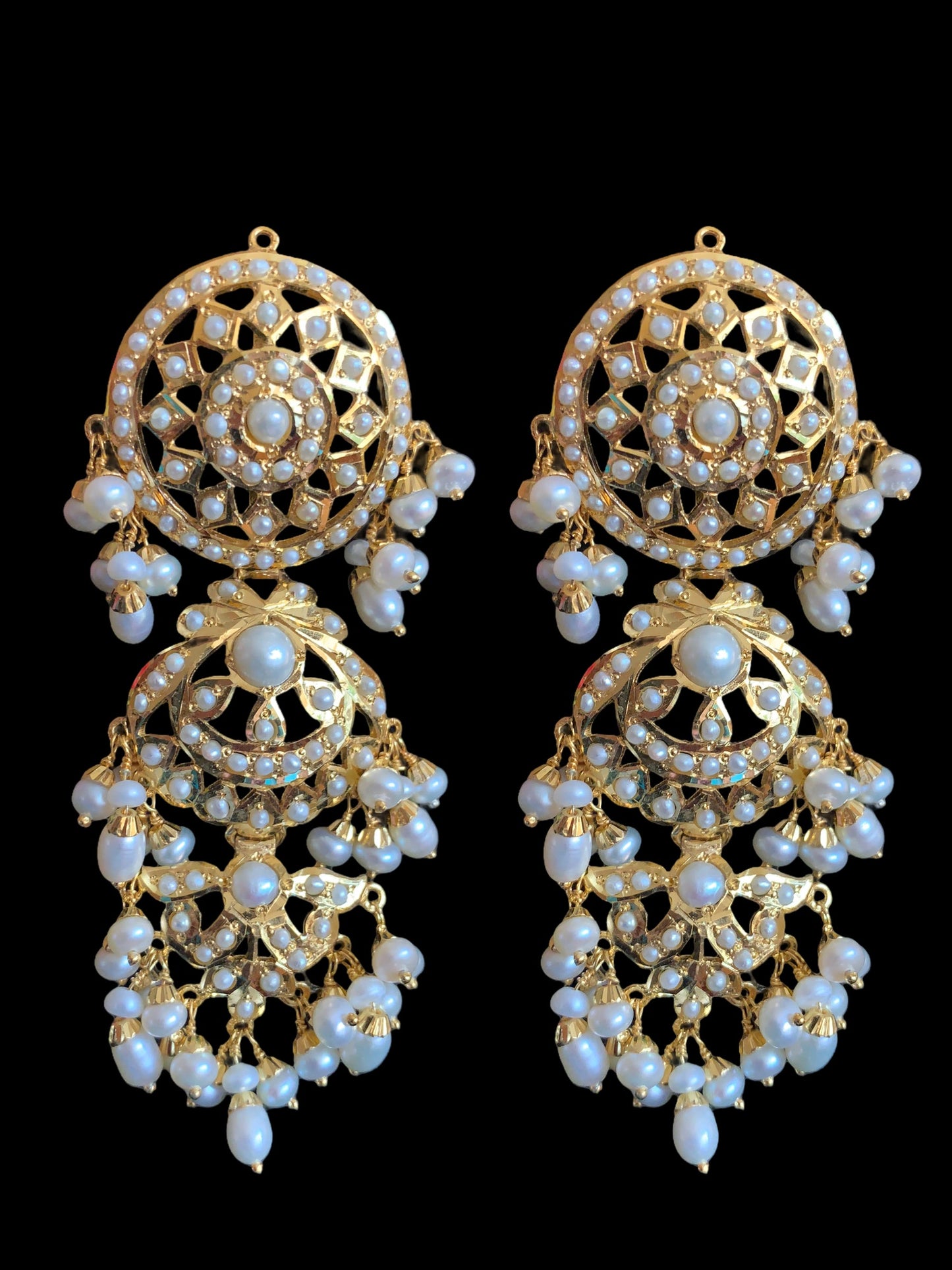 MAYA 92.5 silver gold plated earrings in pearls ( SHIPS IN 5 WEEKS )