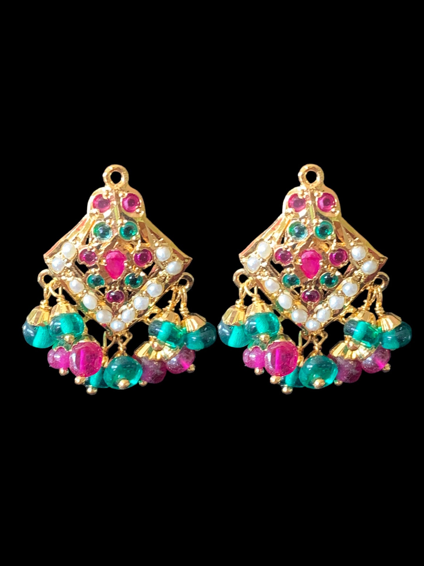 Gold plated silver pendant set in ruby emerald ( SHIPS IN 5 WEEKS )