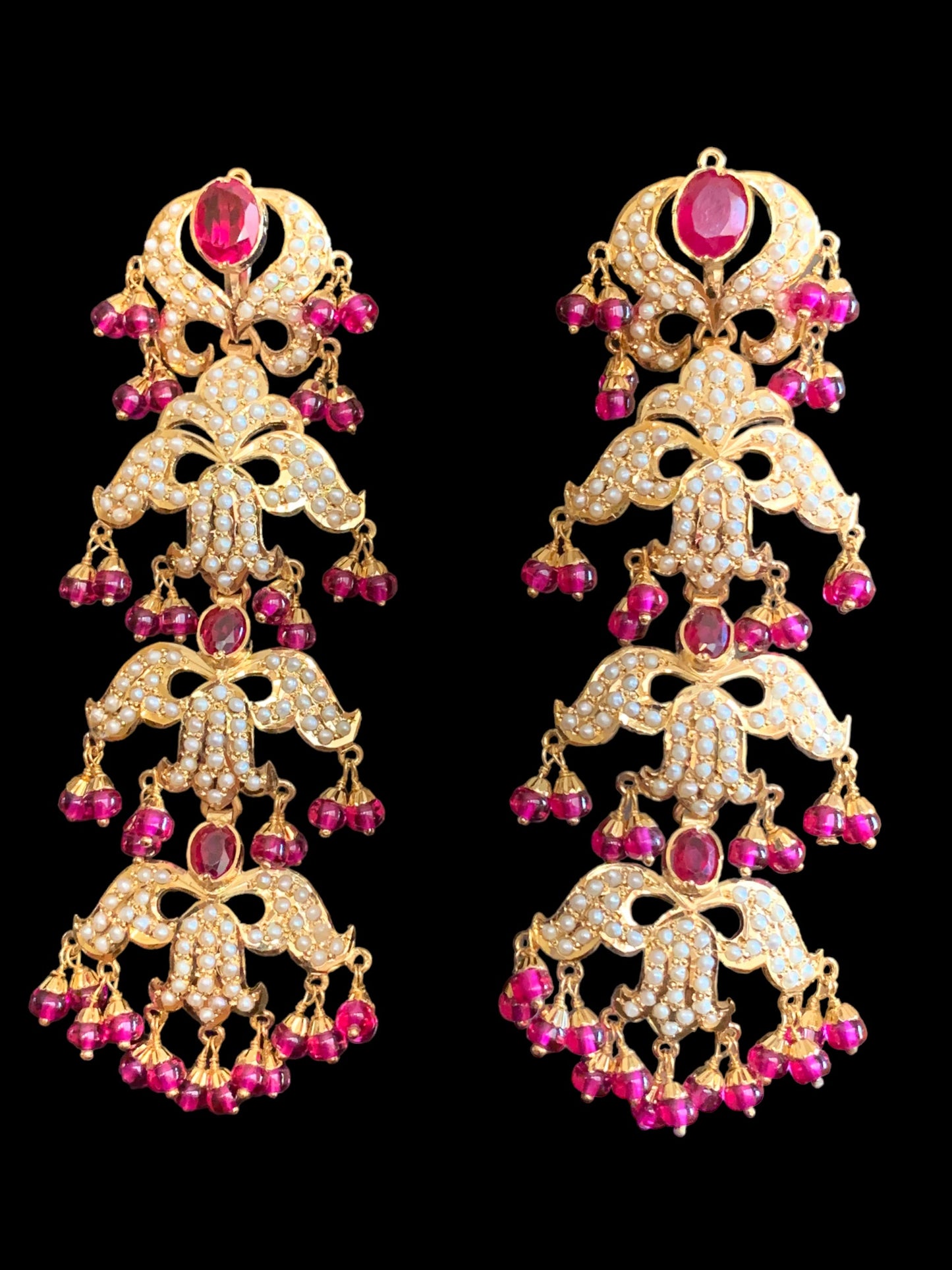 Ruby pearl gold plated silver earrings ( READY TO SHIP )