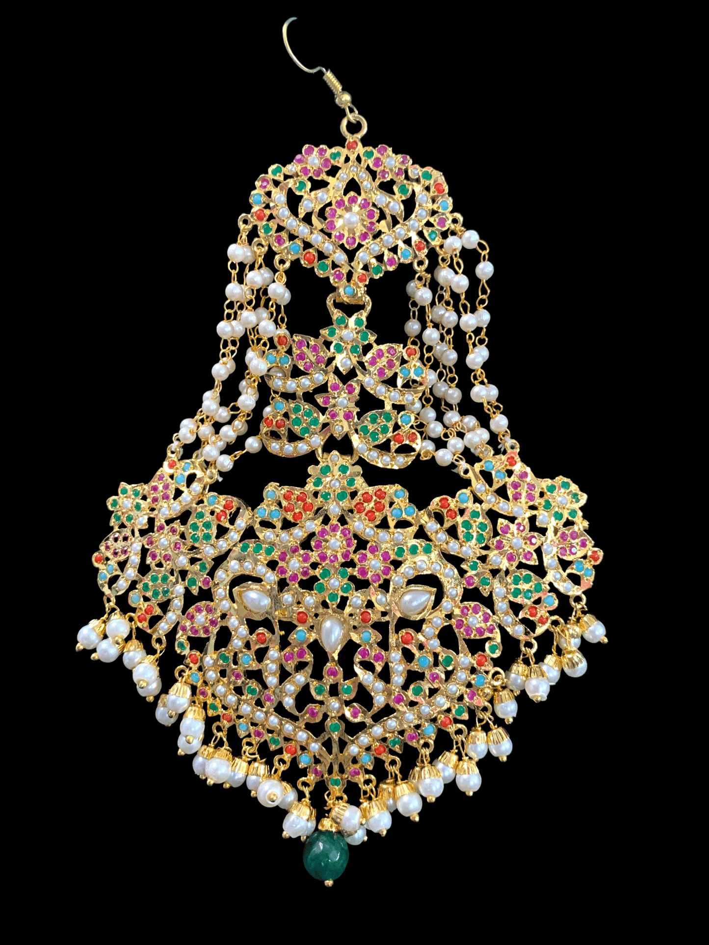 DJHR47 Neeli jadau jhoomar in Navratan  ( READY TO SHIP )