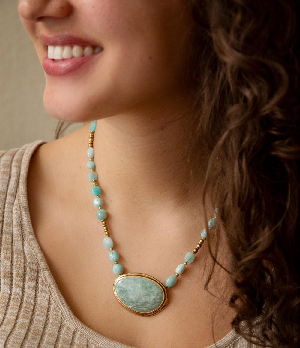 Impressions of Blue Amazonite Freeform Necklace