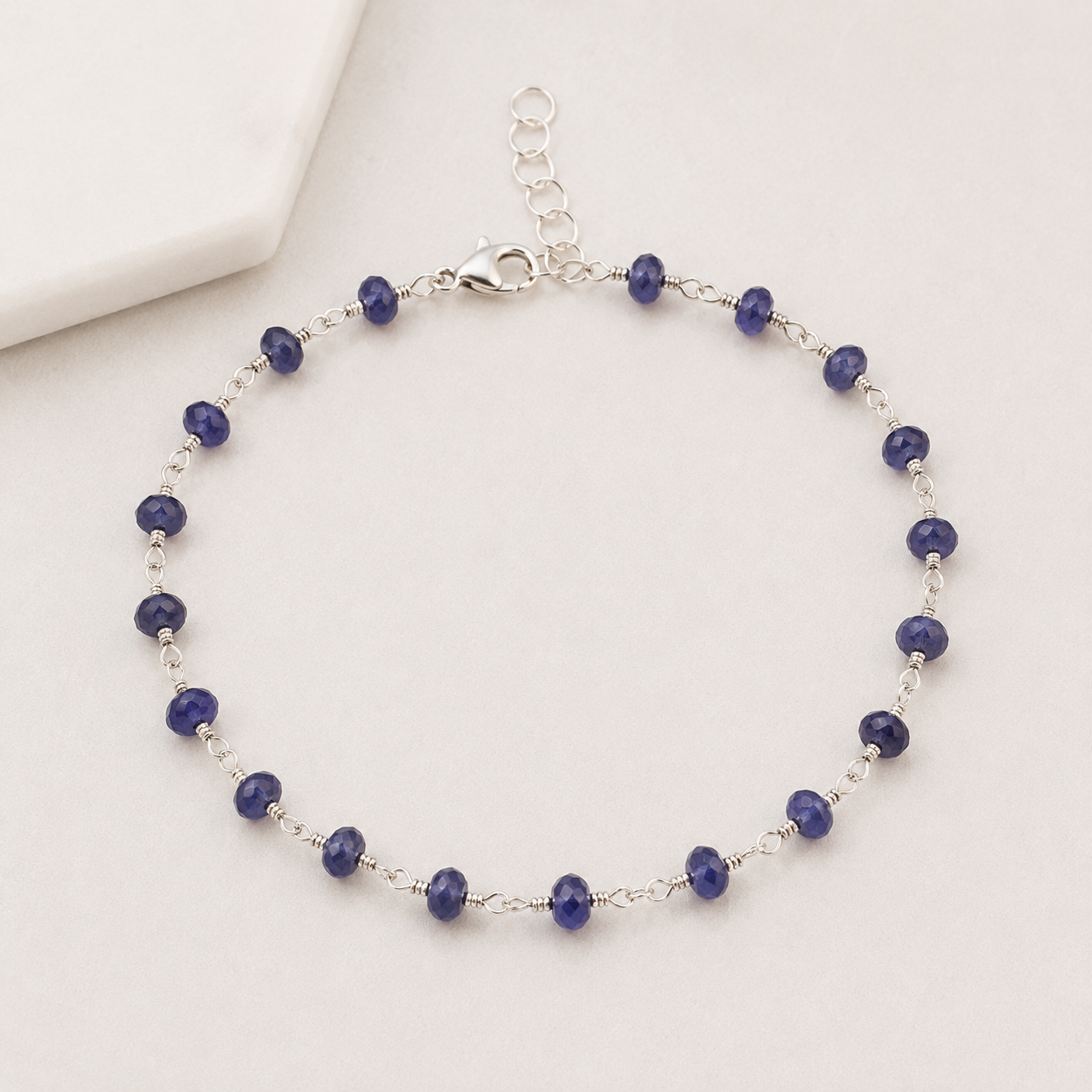 Iolite Wire Wrapped Sterling Silver Bracelet
