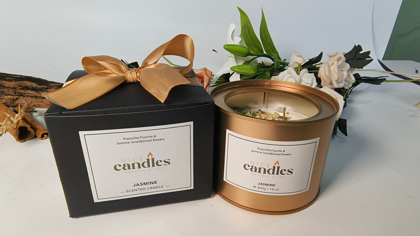 Nice Candles - Natural Essential Oils Candle with Healing Crystals