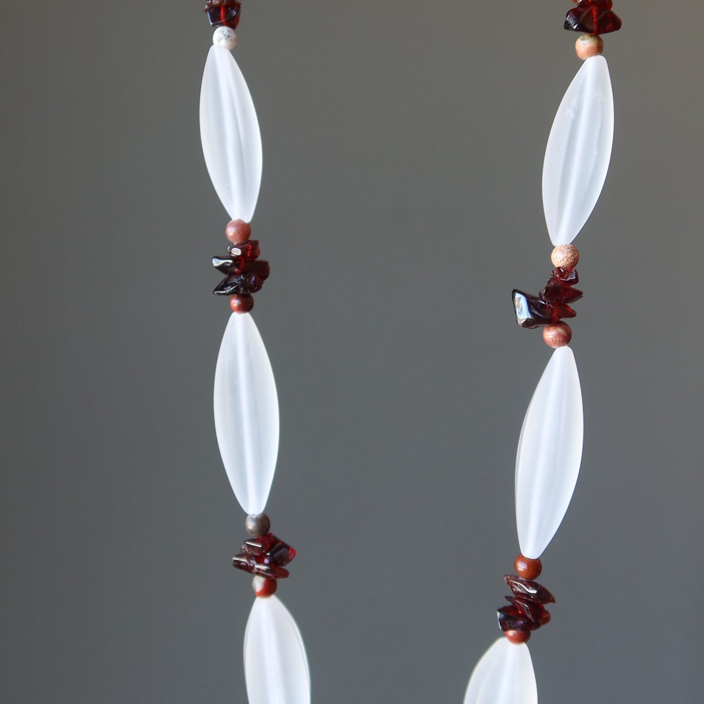 Crystal Necklace Dragon Medallion Garnet Agate Jasper