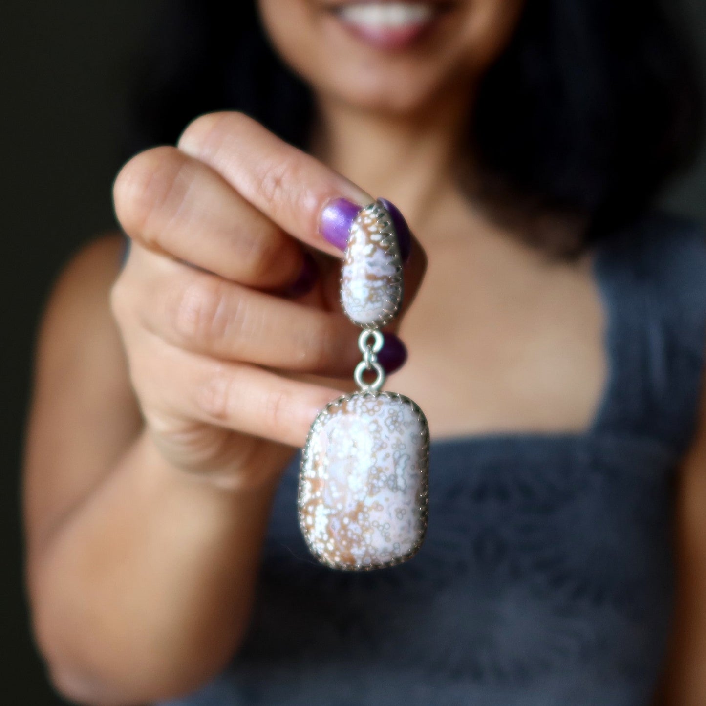 Ocean Jasper Pendant Double Fun Sterling Silver