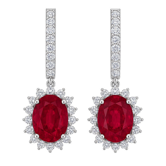 Handmade 18K White Gold Ruby Earrings, 3.15ct