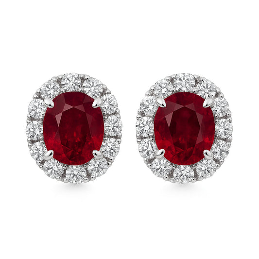Handmade 18K White Gold Ruby Earrings, 1.98ct