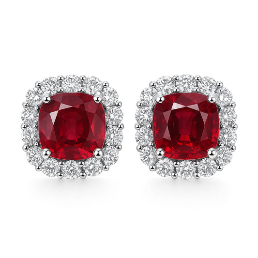 Handmade 18K White Gold Ruby Earrings, 1.59ct