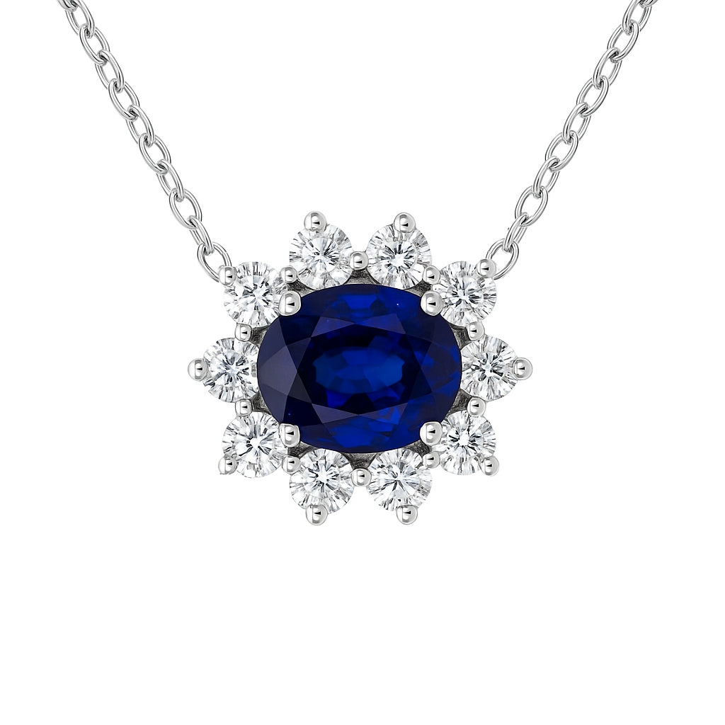 14K White Gold Blue Sapphire Pendant, 0.61ct