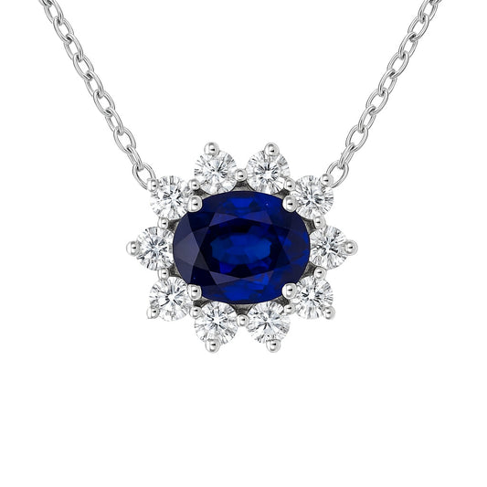 14K White Gold Blue Sapphire Pendant, 0.61ct
