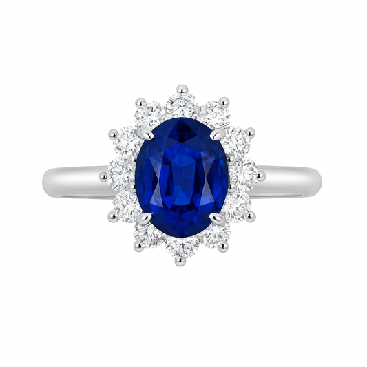 Handmade 18K White Gold Blue Sapphire Ring, 2.03ct