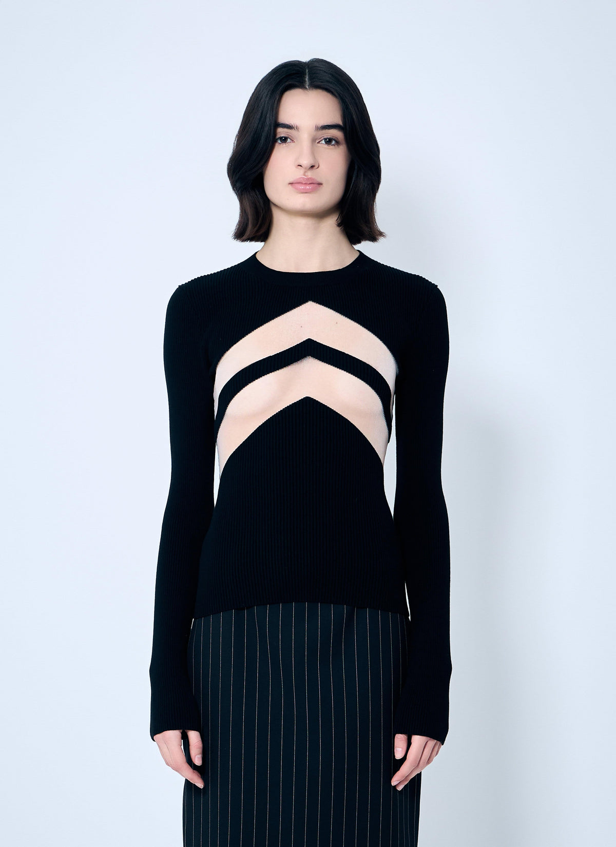 Jean Paul Gaultier Women Rib Sweater With Transparent Panels
