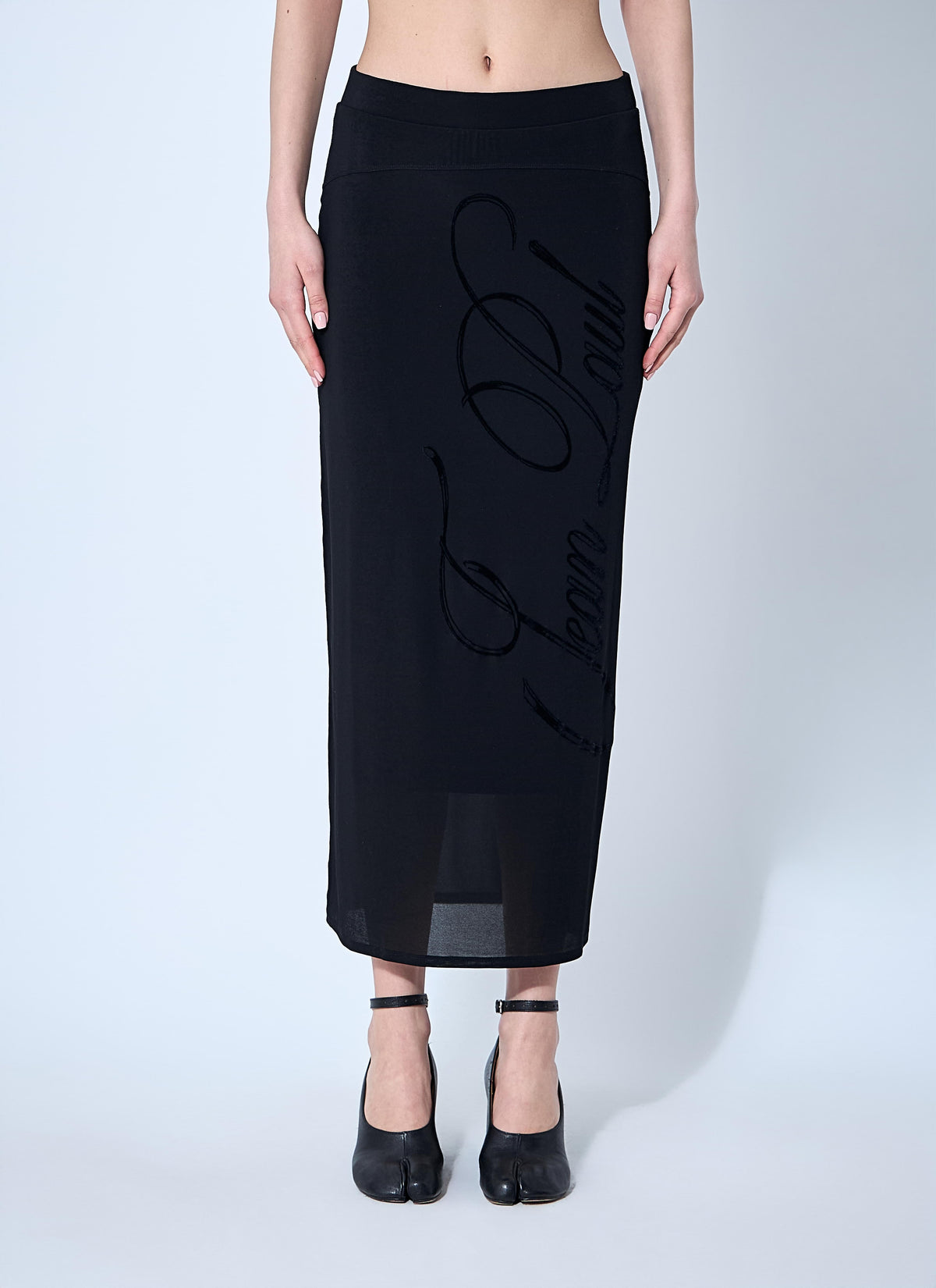 Jean Paul Gaultier Women Mesh Tattoo Midi Skirt