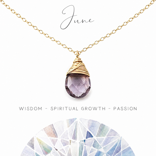 June Birthstone Light Amethyst Necklace – 14k Gold Filled Gemstone Pendant Jewelry – Gift for Her