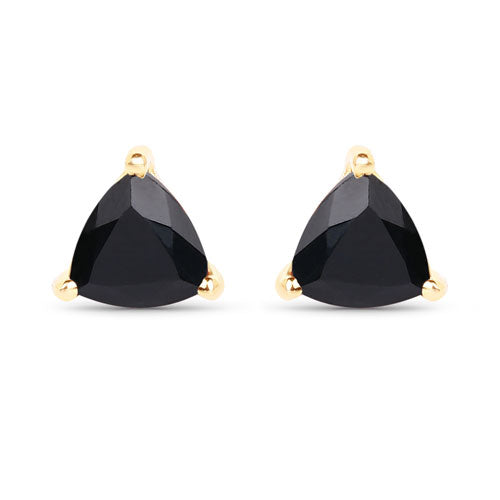 0.70 Carat Genuine Black Sapphire 14K Yellow Gold Earrings