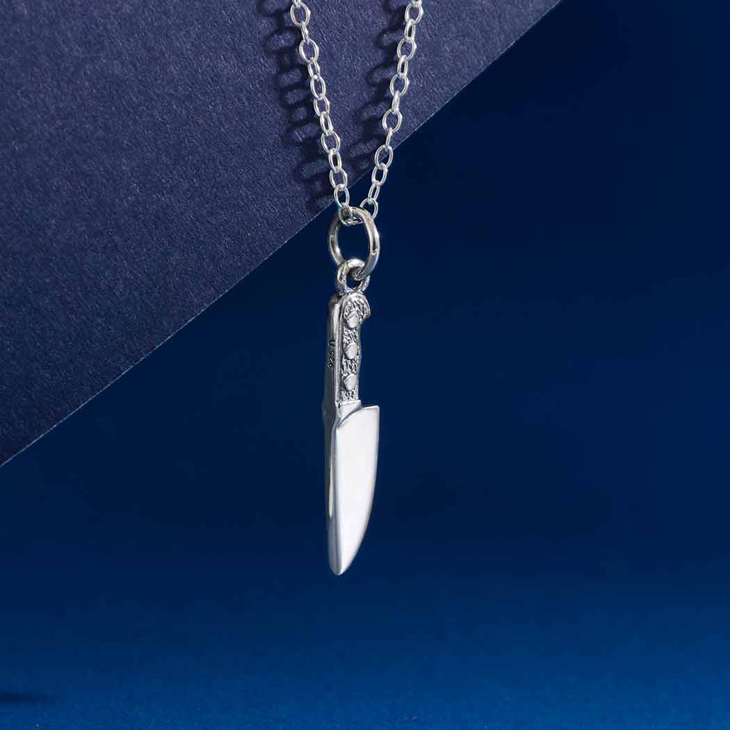 Chef's Knife Charm - Kitchen Cooking Pendant - Sterling Silver Necklace - Handmade Jewelry