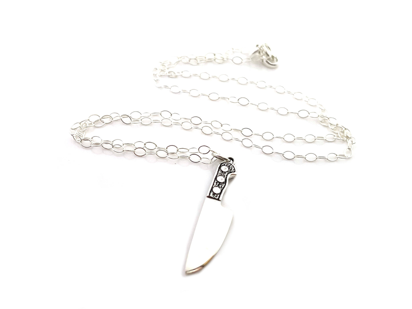 Chef's Knife Charm - Kitchen Cooking Pendant - Sterling Silver Necklace - Handmade Jewelry
