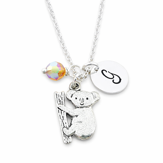 Koala Bear Charm Personalized Sterling Silver Necklace