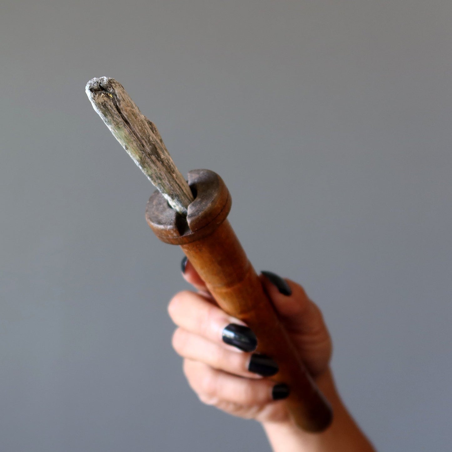 Kyanite Raw Crystal Wand Blue Gem in Vintage Wood