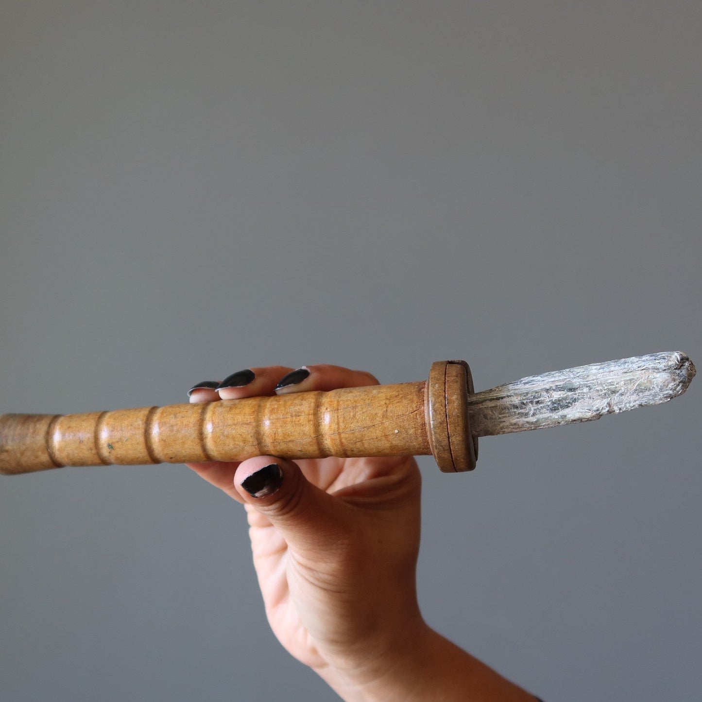 Kyanite Raw Crystal Wand Blue Gem in Vintage Wood