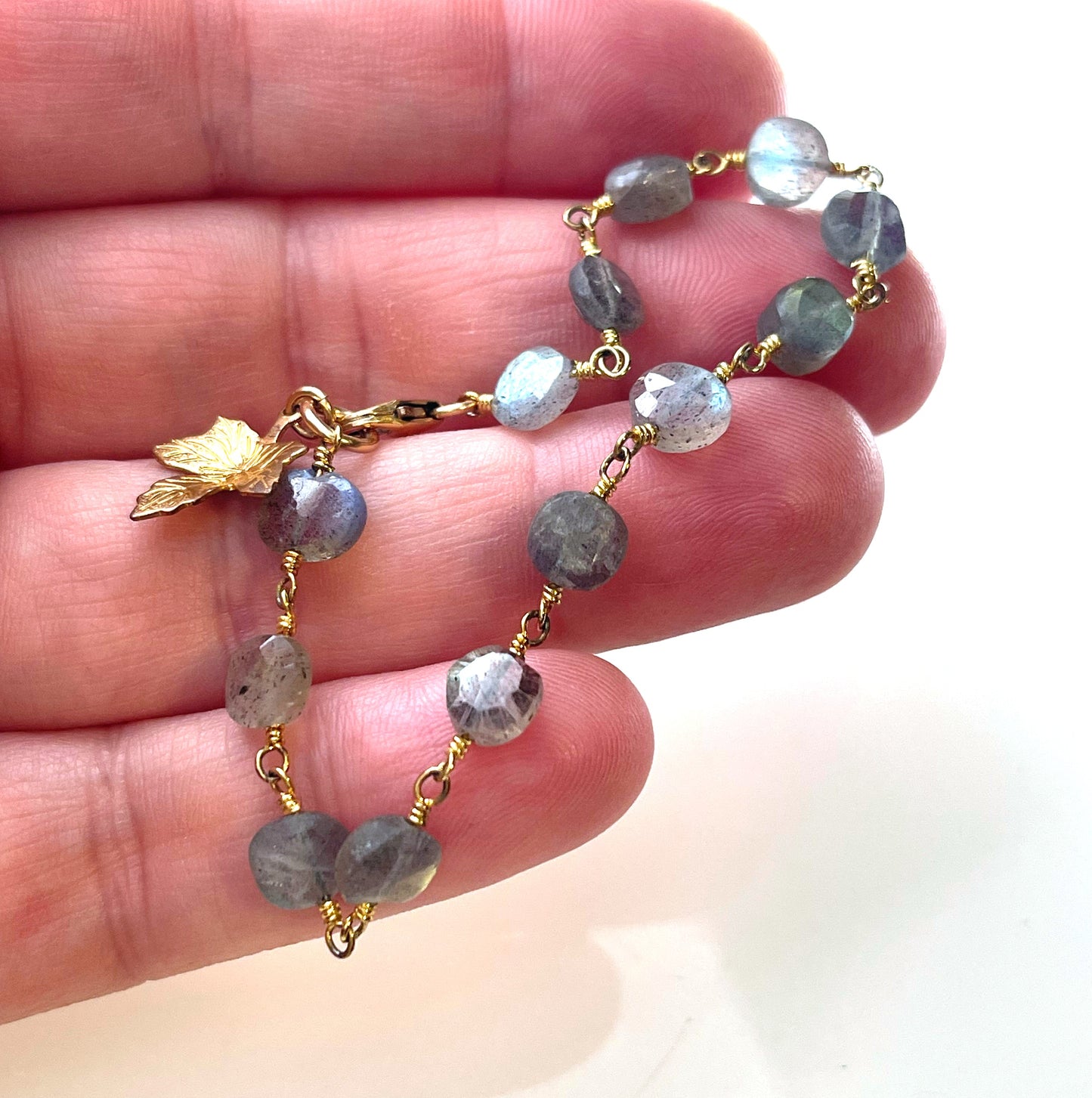 Labradorite Gold Leaf Bracelet