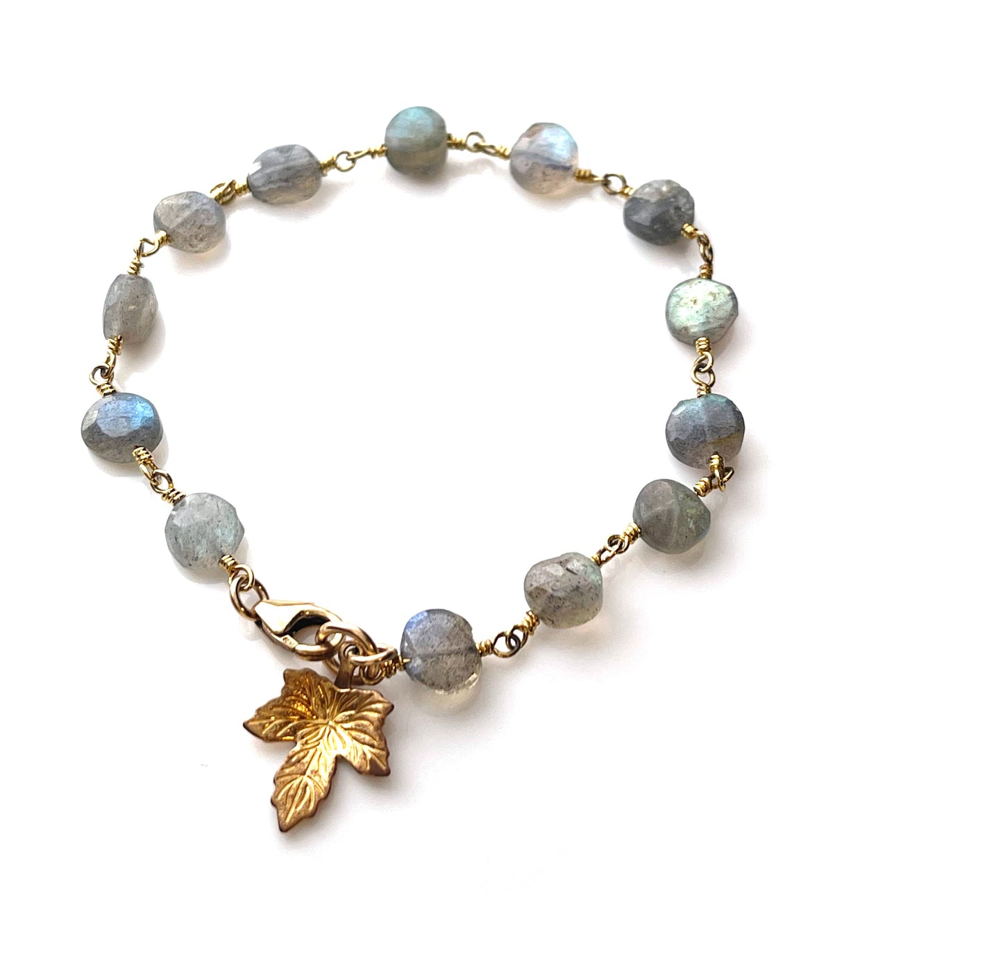 Labradorite Gold Leaf Bracelet