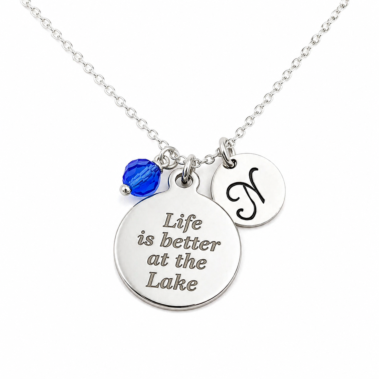 Life is Better at the Lake Charm Necklace - Personalized Sterling Silver Jewelry