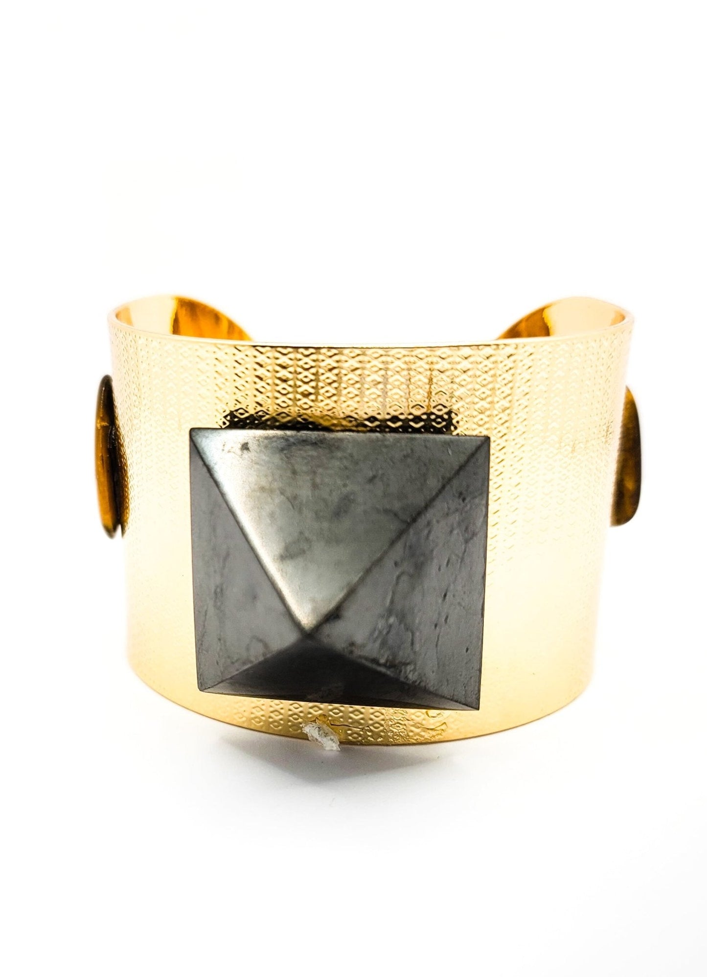 Large Gold Brass Shungite Bangle