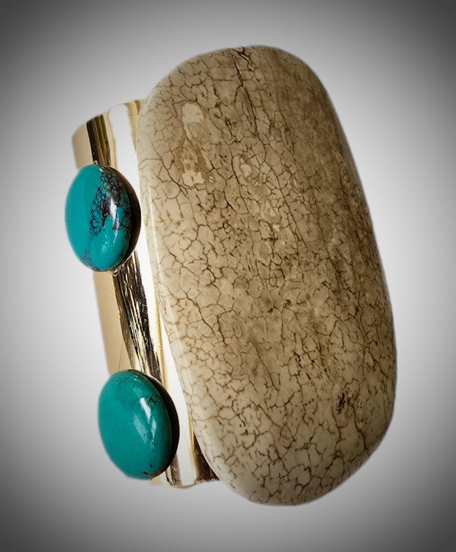 Large White Turquoise Cuff Bangle