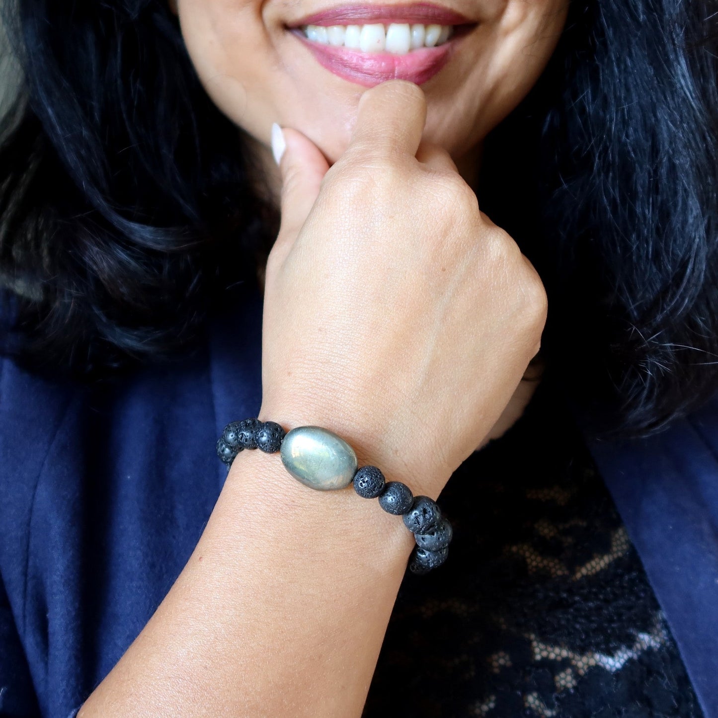 Lava Bracelet Pyrite Black Mine Gold Digger's Delight