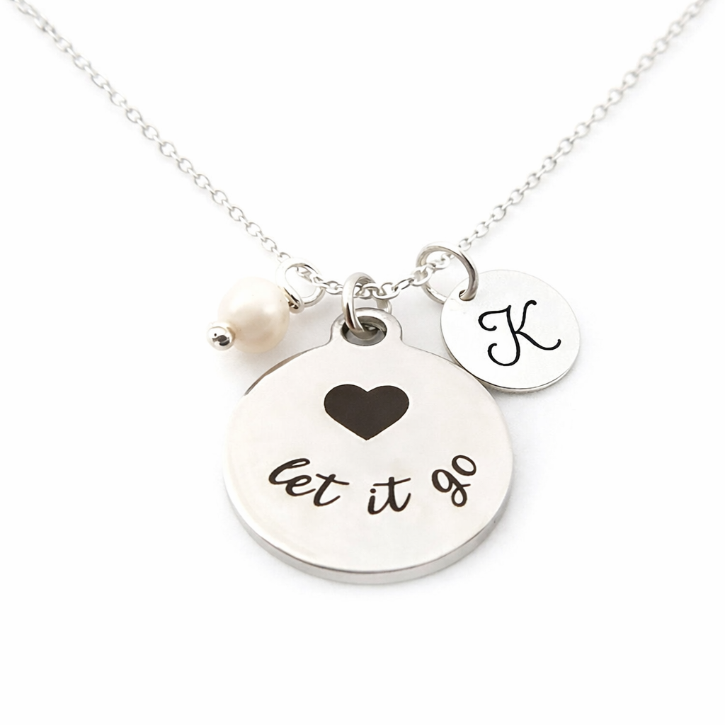 Let It Go Necklace – Sterling Silver with Birthstone & Initial Charm